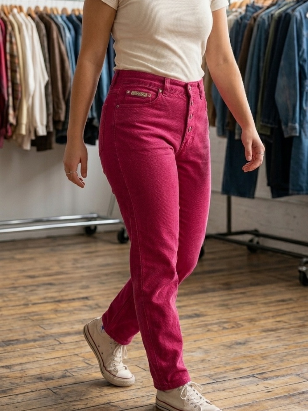 Vintage 80’s Sasson Hot Pink High-Rise Jeans -Rare - Waist 28